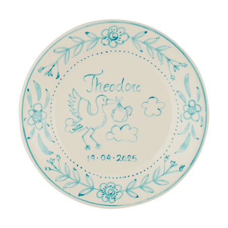 Personalised Teal Birth Plate