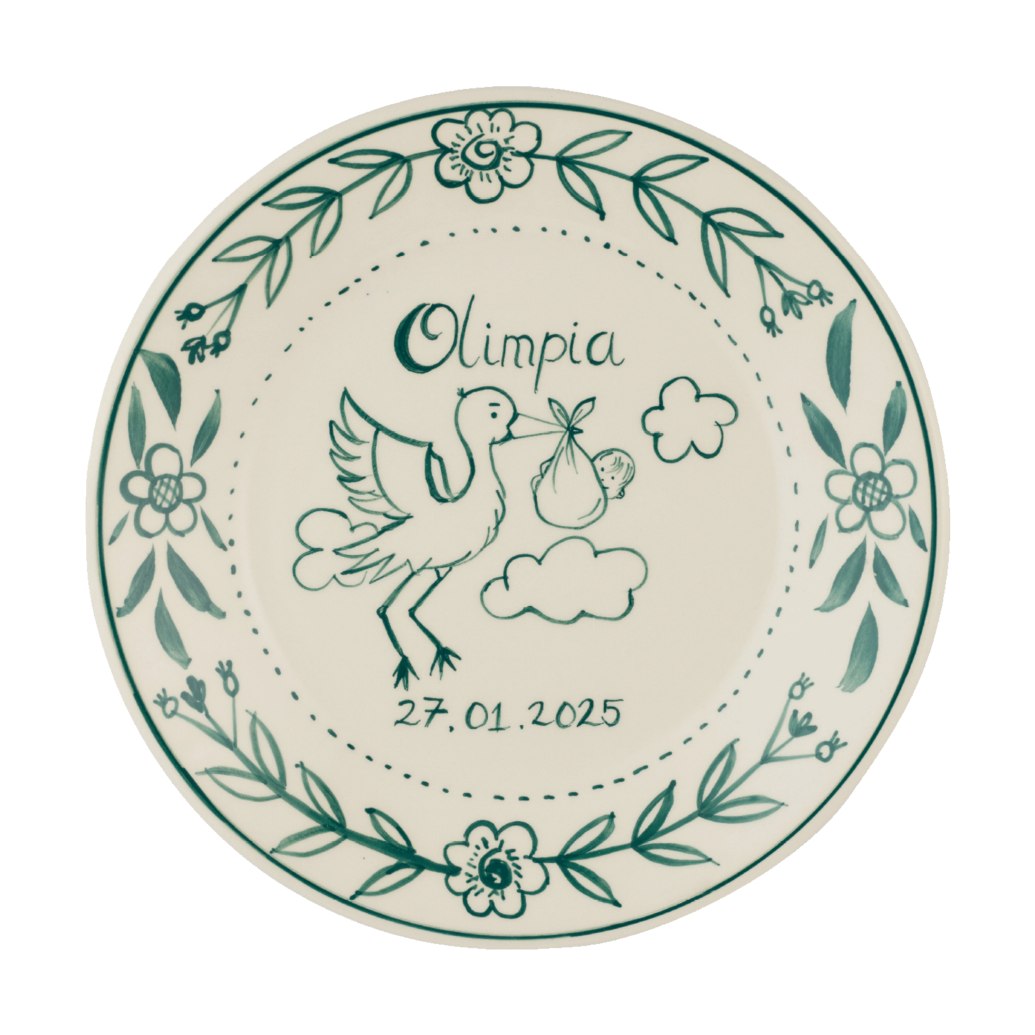 Personalised Sage Birth Plate