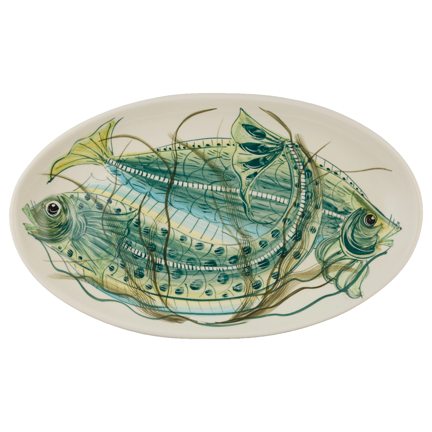 Large Green Aldo Fish Oval Platter
