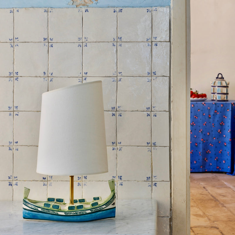 Luzzu Boat Lamp with Sail Lampshade