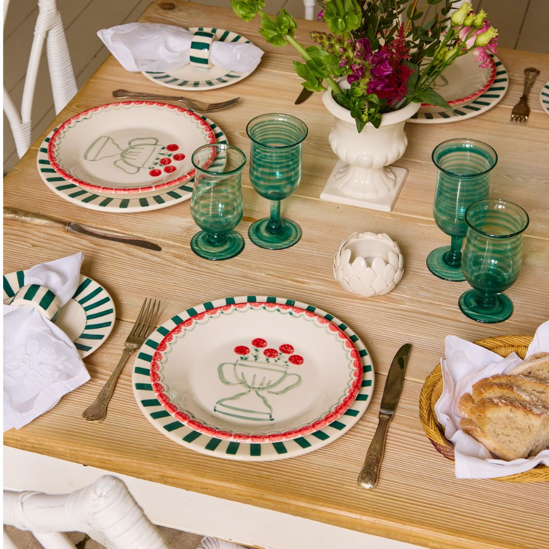 Green Stripes Dinner Plate