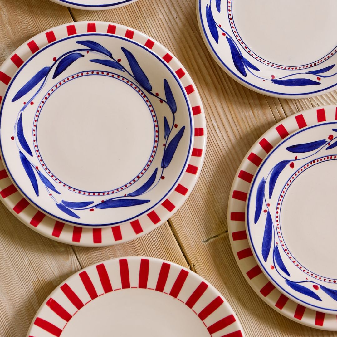Red Stripes Dinner Plate