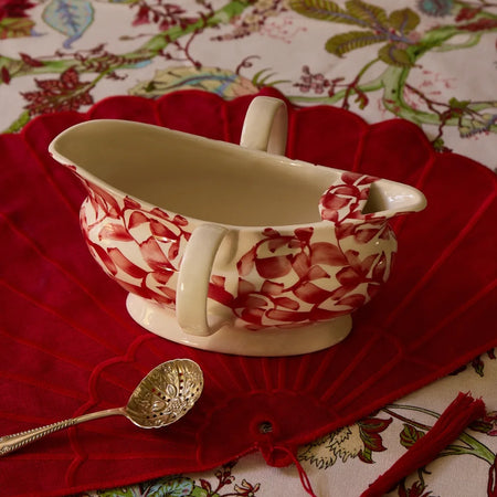 Red Scroll Gravy Boat