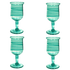 Handblown Cyan Spiral Wine Glasses (Set of 4)