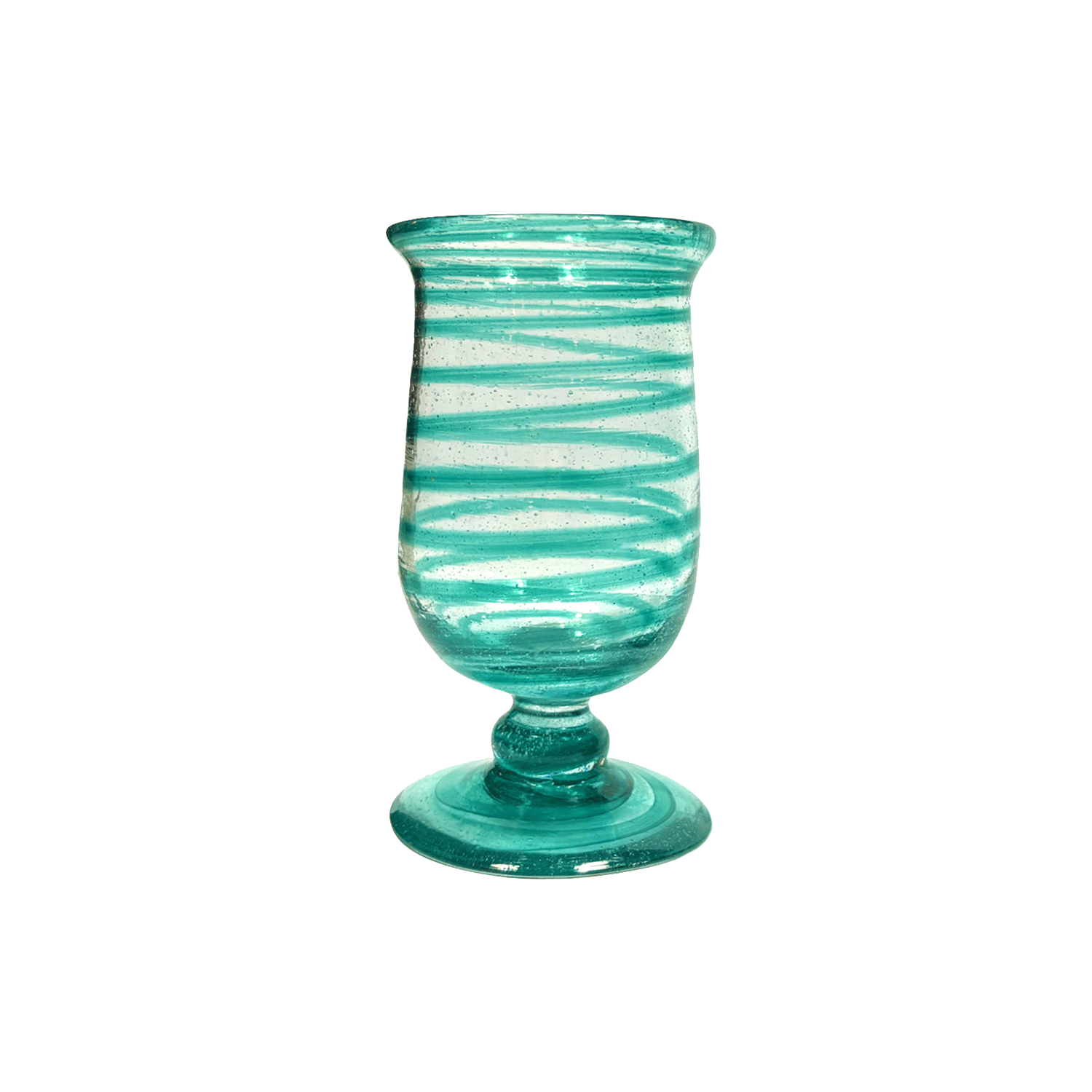 Handblown Cyan Spiral Water Glass