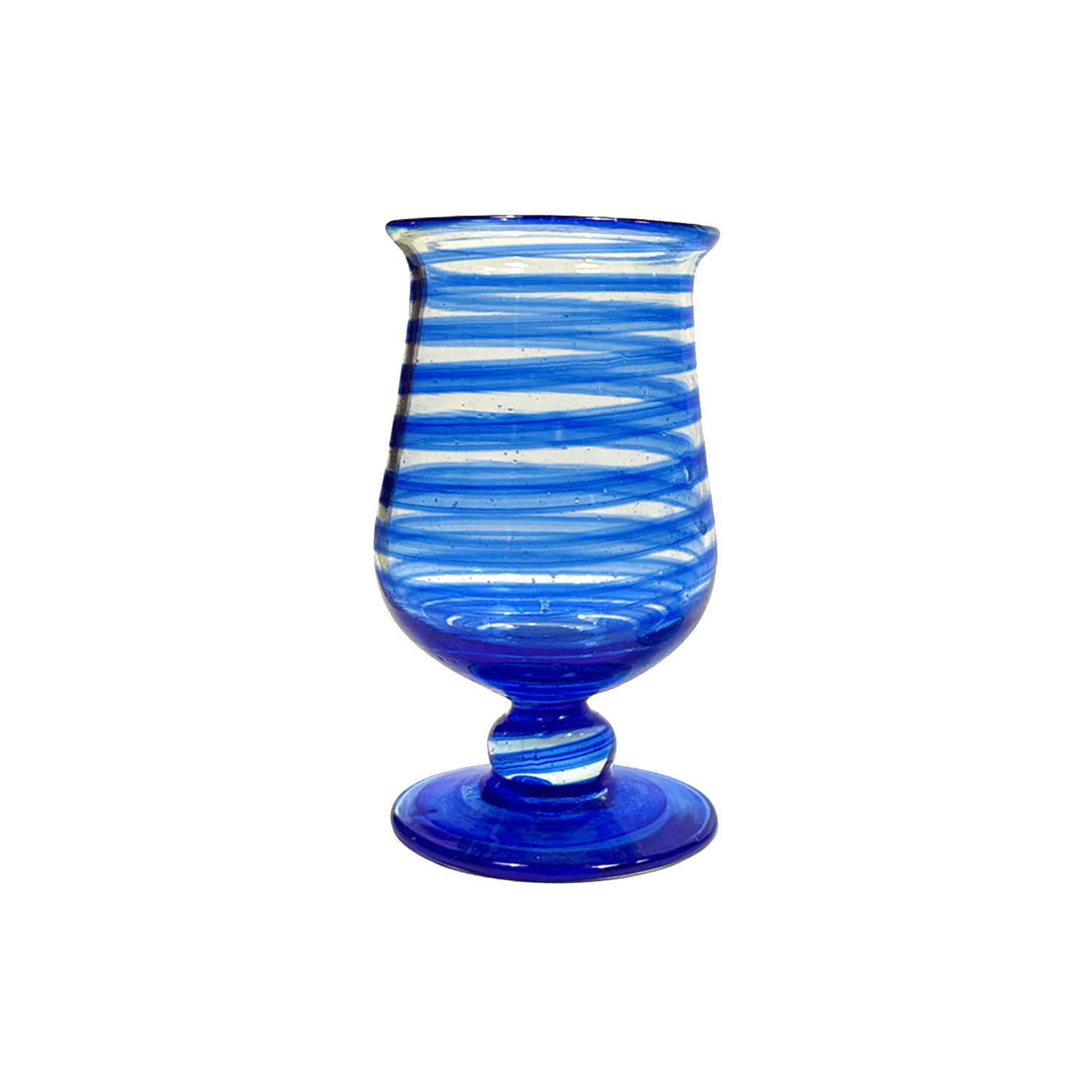 Handblown Indigo Spiral Water Glass