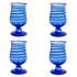 Handblown Indigo Spiral Water Glasses (Set of 4)