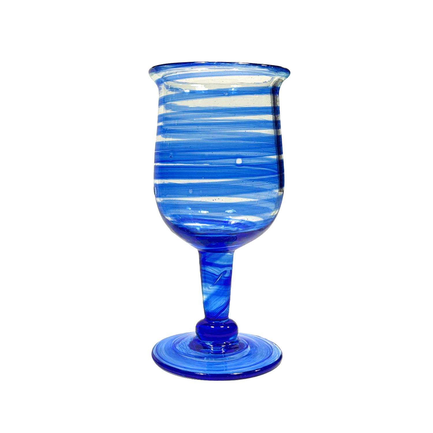 Handblown Indigo Spiral Wine Glass