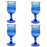Handblown Indigo Spiral Wine Glasses (Set of 4)