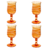 Handblown Ruby Spiral Wine Glasses (Set of 4)