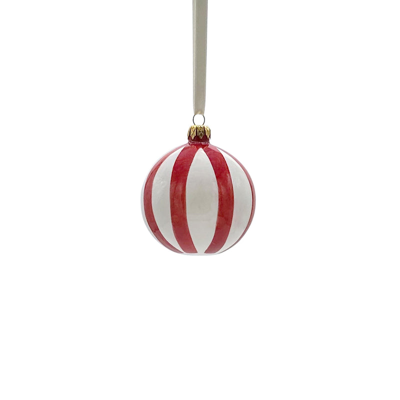 Christmas Bauble in Red Stripes, Set of Three