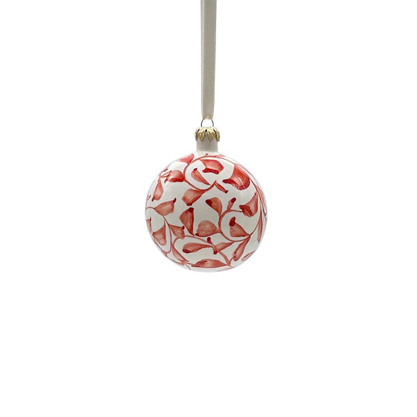 Christmas Bauble in Red Scroll, Set of Three
