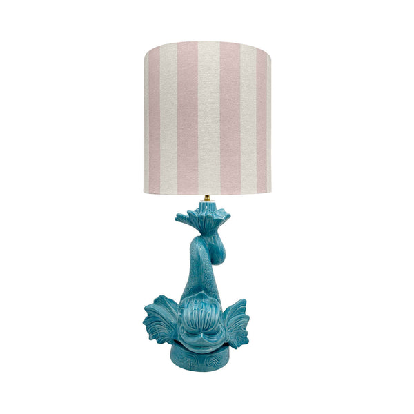 Large Drum Linen Lampshade 36cm in Pink & Cream Stripes