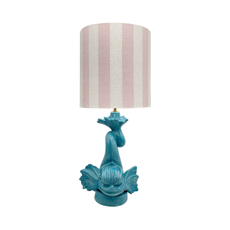 Large Drum Linen Lampshade 36cm in Pink & Cream Stripes