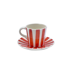 Espresso Cup & Saucer in Red, Stripes