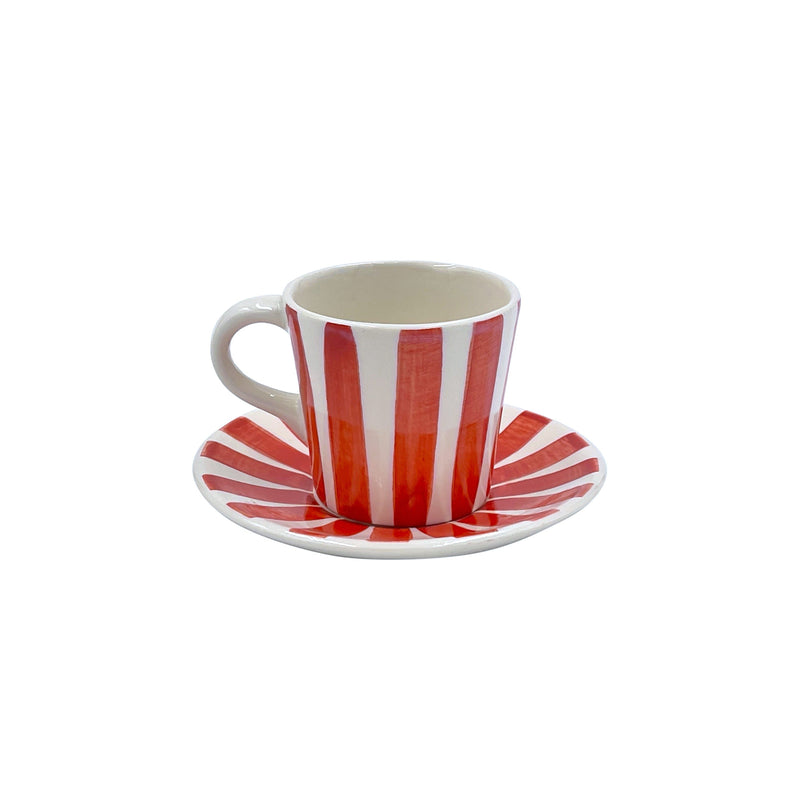 Espresso Cup & Saucer in Red, Stripes