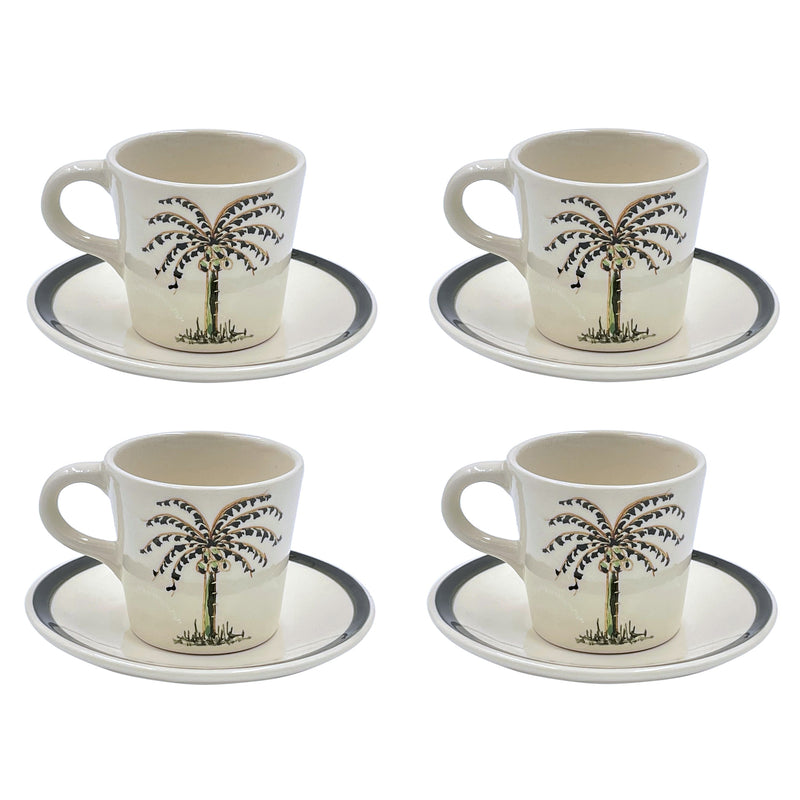 Espresso Cup & Saucer, Palm, Set of Four