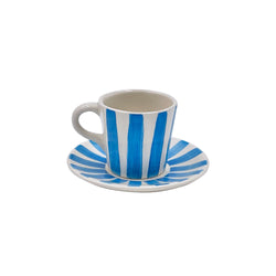 Espresso Cup & Saucer in Light Blue, Stripes