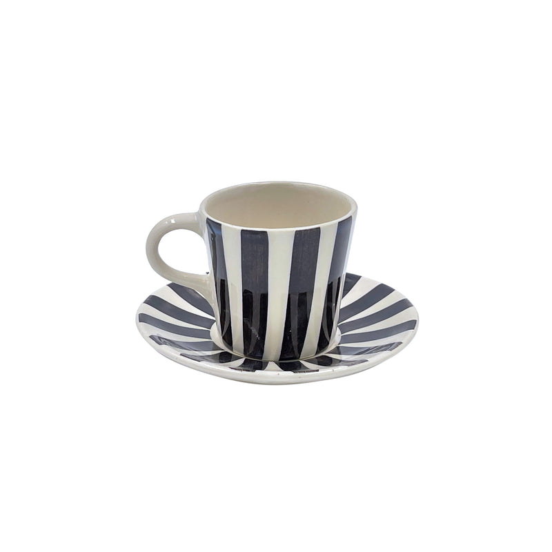 Espresso Cup & Saucer in Black, Stripes