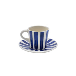 Espresso Cup & Saucer in Navy Blue, Stripes