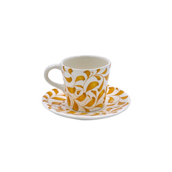 Espresso Cup & Saucer in Yellow, Scroll