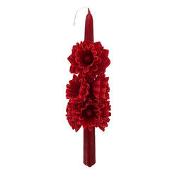 Floral Candle 26cm in Red