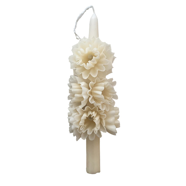 Floral Candle 26cm in White