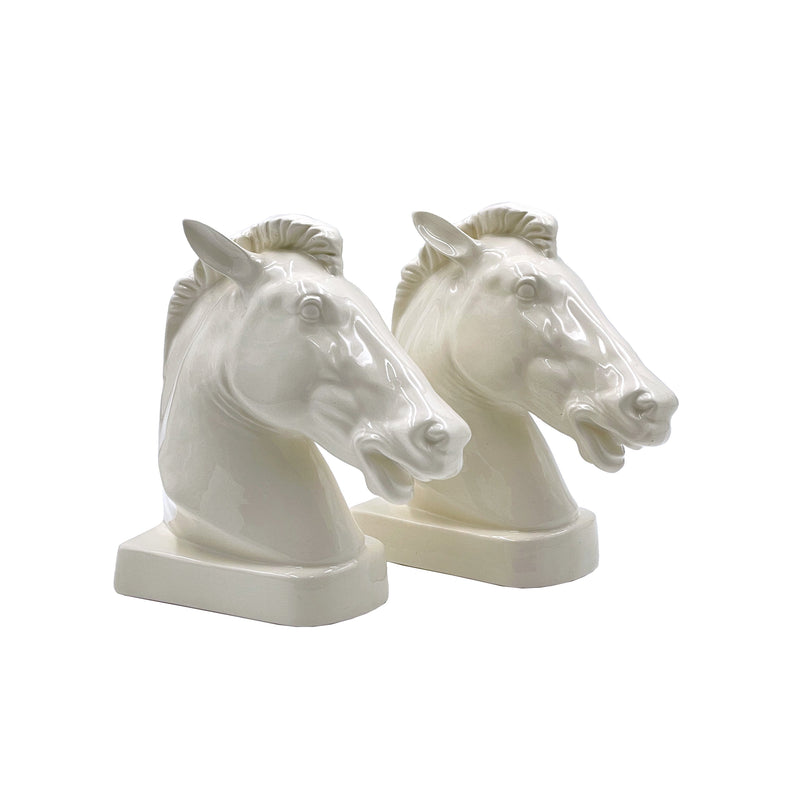 Pair of Horse Bookends in Cream