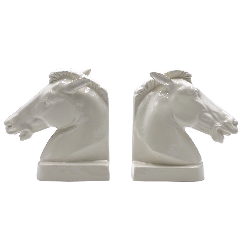 Pair of Horse Bookends in Cream