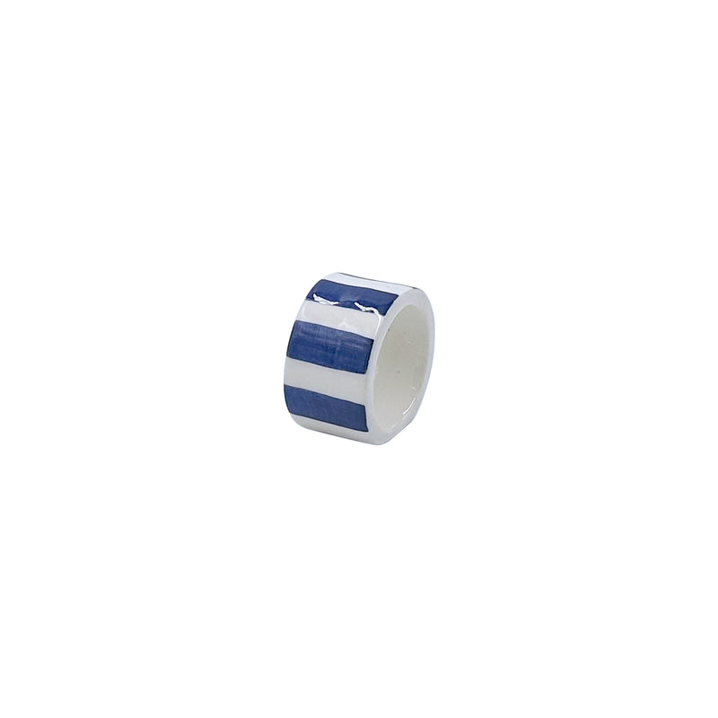 Napkin Ring in Navy Blue, Stripes