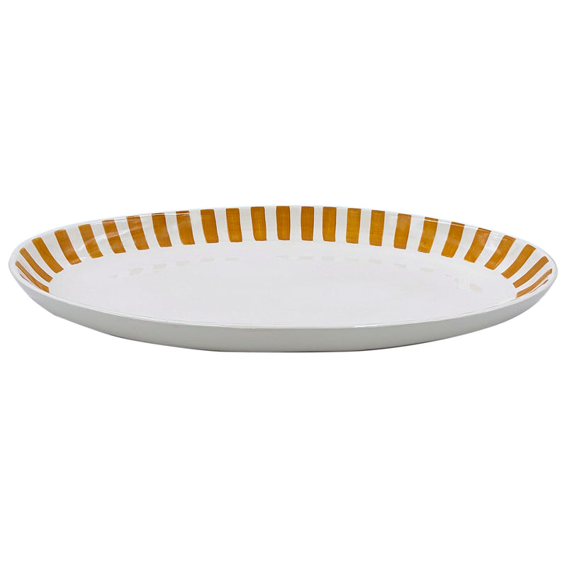 Large Oval Platter in Yellow, Stripes