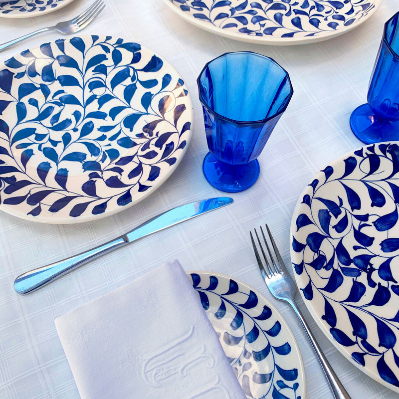 Dinner Plate in Navy Blue, Scroll