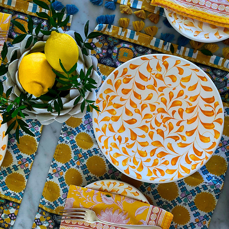 Dinner Plate in Yellow, Scroll