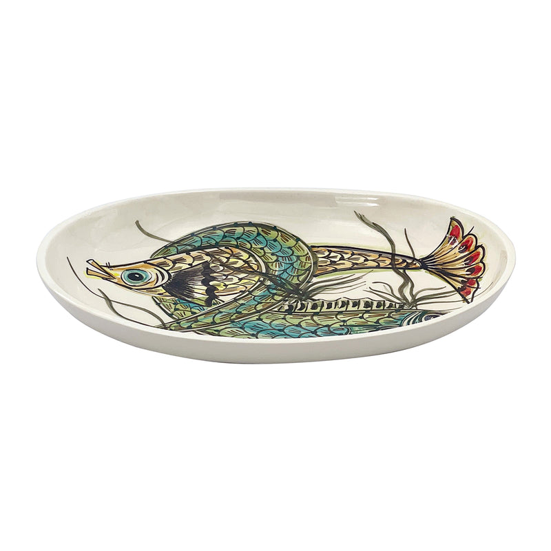 Small Oval Platter in Blue Aldo Fish