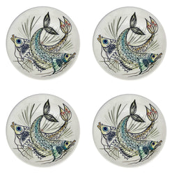 Dinner Plate, Blue Aldo Fish, Set of Four