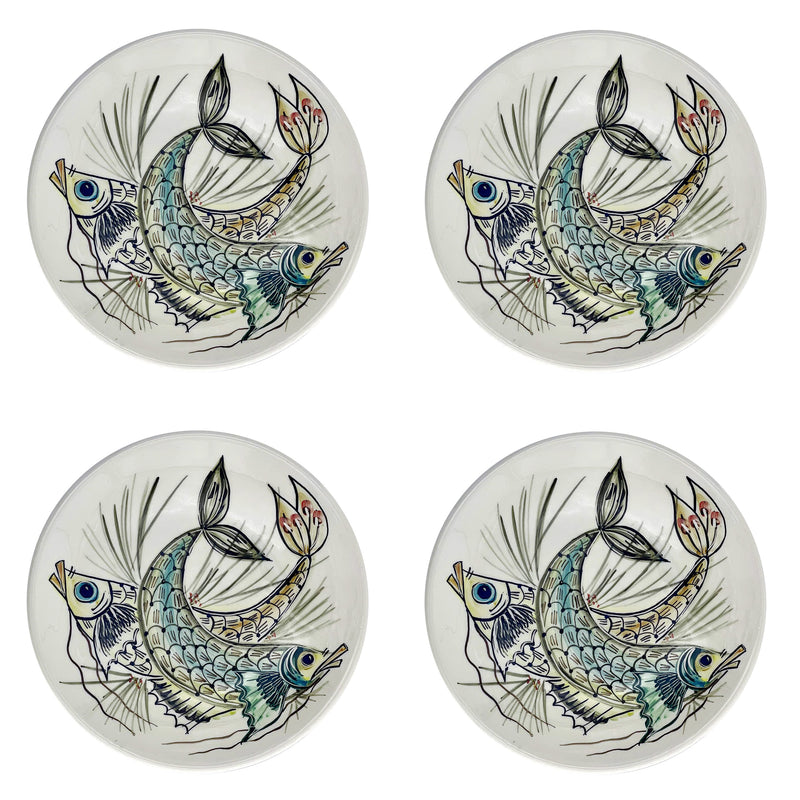 Dinner Plate, Blue Aldo Fish, Set of Four