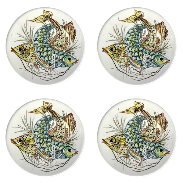 Dinner Plate, Yellow Aldo Fish, Set of Four