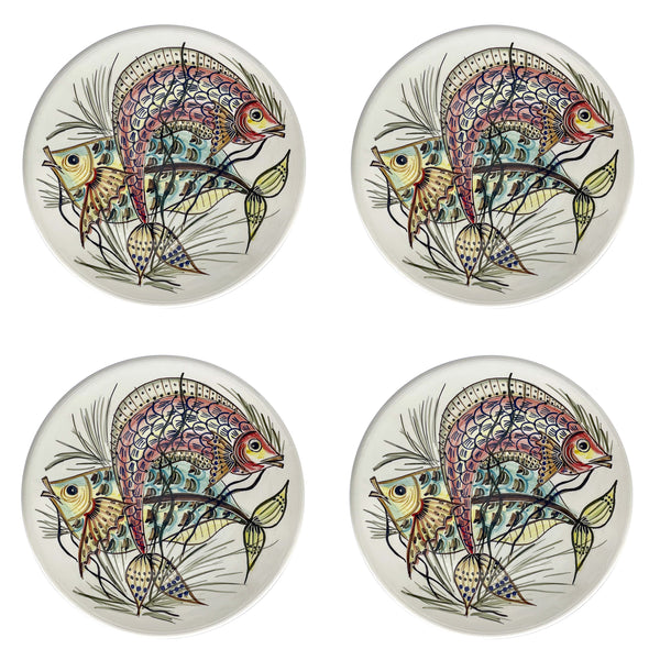 Dinner Plate, Red Aldo Fish, Set of Four