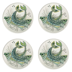 Dinner Plate, Green Aldo Fish, Set of Four