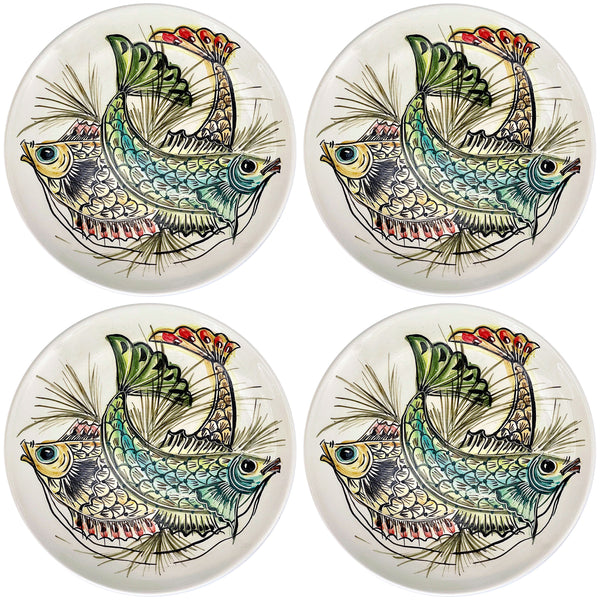 Charger Plate, Blue Aldo Fish, Set of Four
