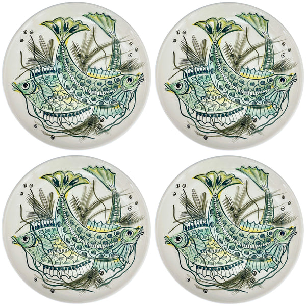 Charger Plate, Green Aldo Fish, Set of Four