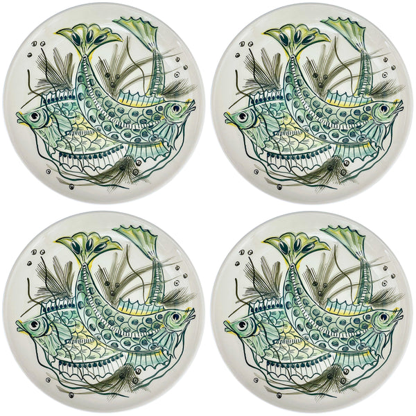 Charger Plate, Green Aldo Fish, Set of Four