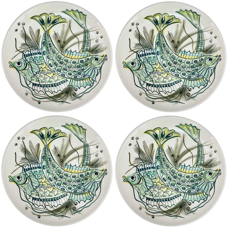 Charger Plate, Green Aldo Fish, Set of Four