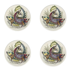 Side Plate, Aldo Fish Red, Set of Four