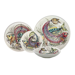 Dinner Set, Red Aldo Fish, 16 Piece
