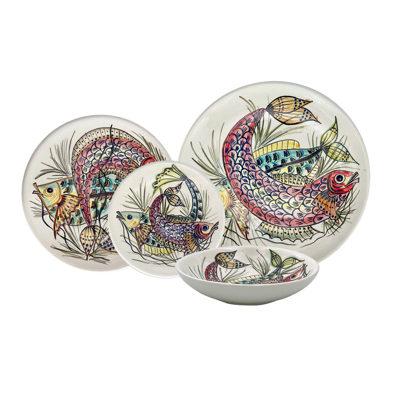 Dinner Set, Red Aldo Fish, 16 Piece