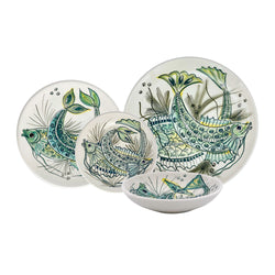 Dinner Set, Green Aldo Fish, 16 Piece