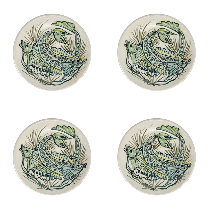 Side Plate, Aldo Fish Green, Set of Four