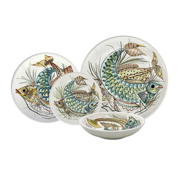 Dinner Set, Yellow Aldo Fish, 16 Piece