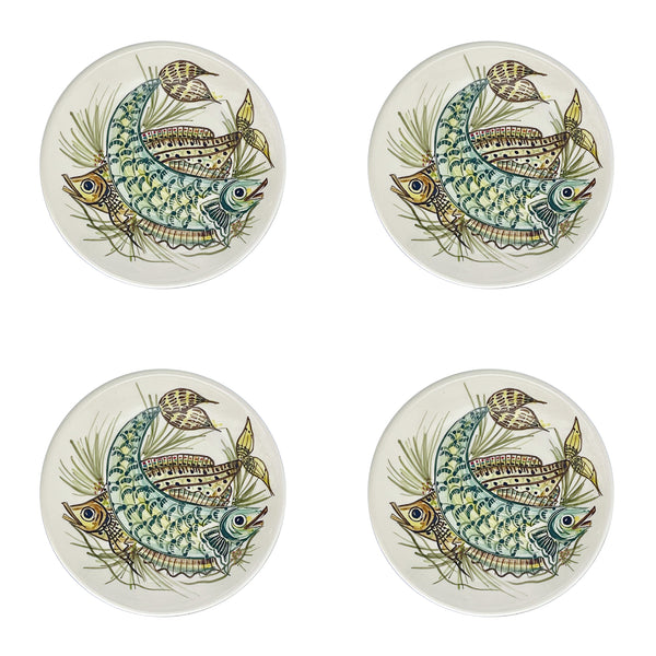 Side Plate, Yellow Aldo Fish, Set of Four